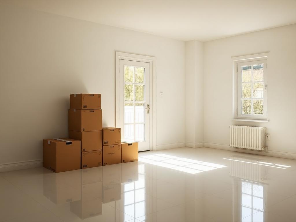 Empty freshly cleaned home with moving boxes by the door after a Tri-Cities move-out cleaning